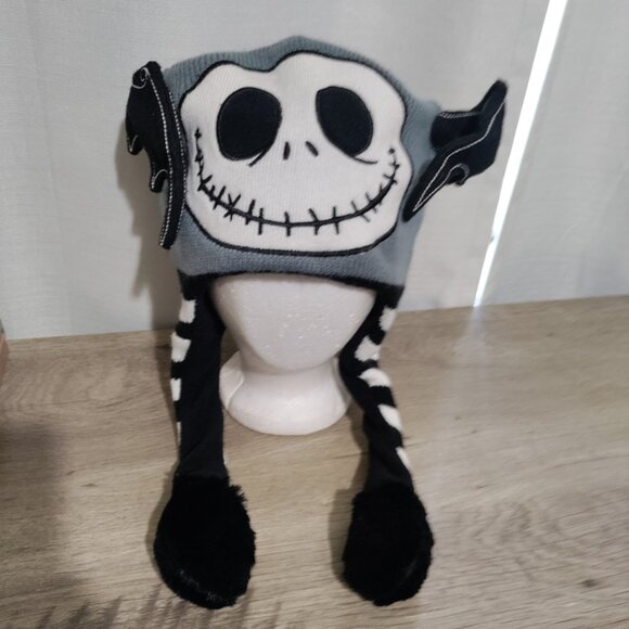 Nightmare Before Christmas Jack Skull Cap Beanie Hat‎ Flipeez ABG Bats Knit HTF - Picture 1 of 7